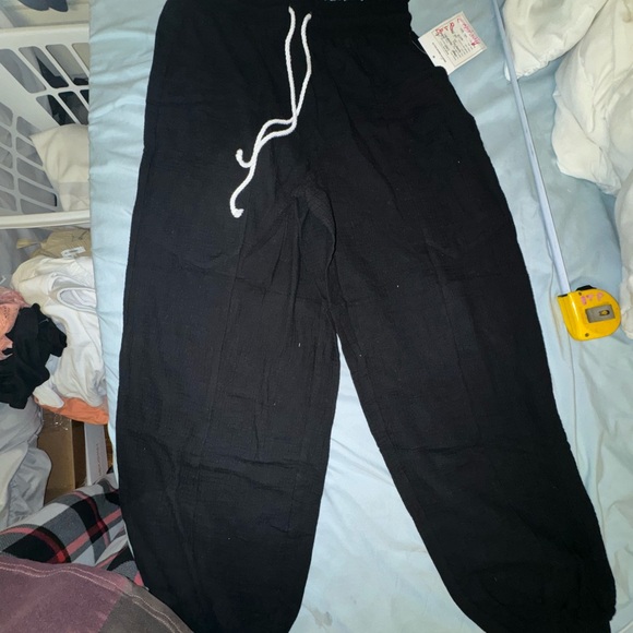 Black Jogger Pants with Drawstring - Picture 2 of 6